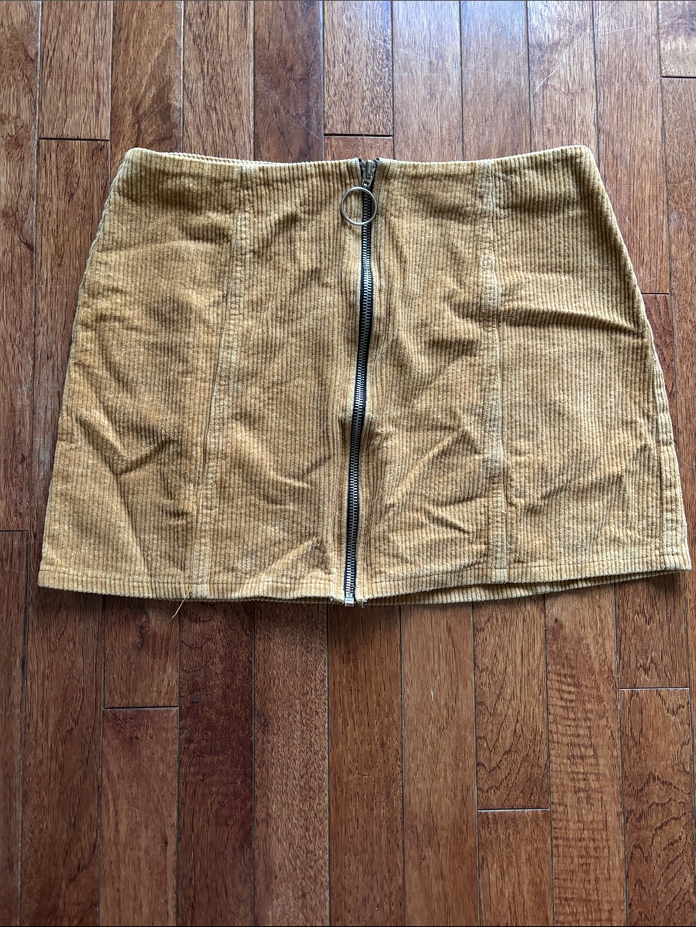 Chloe & Katie Tan Corduroy Front-Zip Mini Skirt Size L